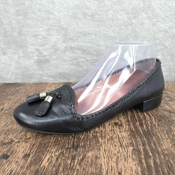 Jack Rogers Grace Tasseled Loafers 7.5 M Black Leather Classic Preppy Minimalist - Picture 1 of 14